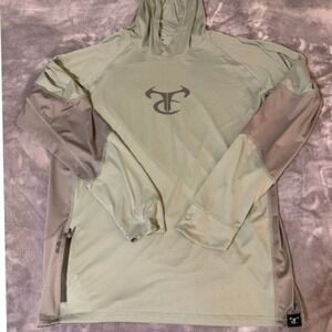 TrueTimber Mens XL Performance Hoodie Sage Green Grey Mesh Activewear Shirt